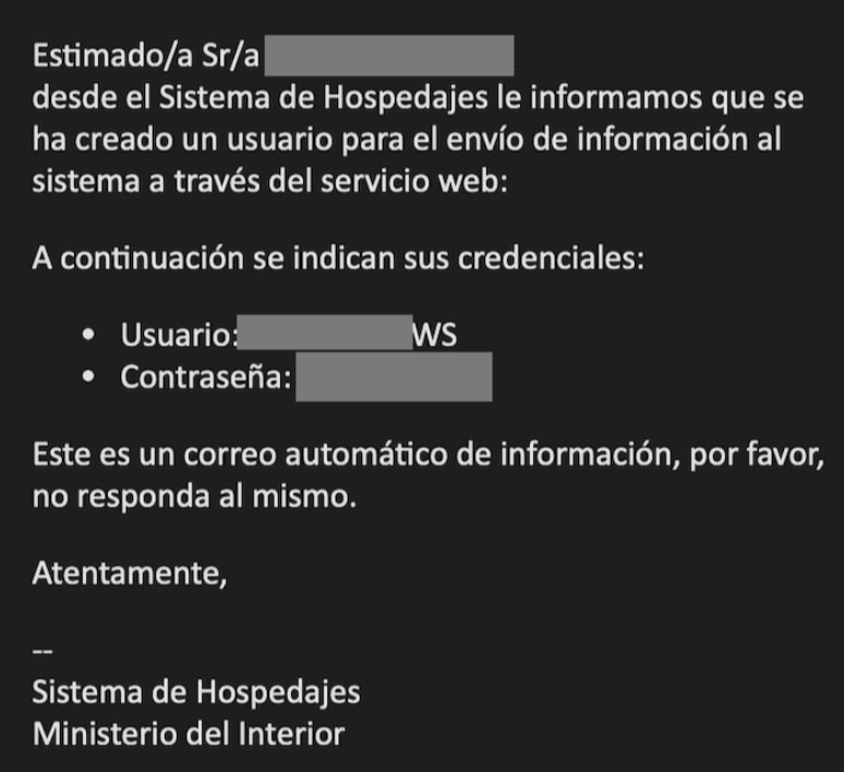 Accesos a plataforma ses.hospedajes