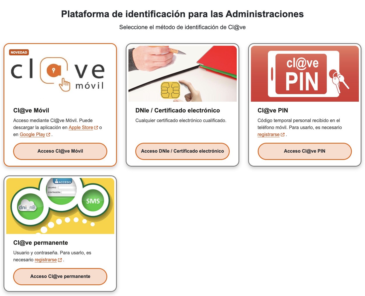 Plataforma de identificacion de la Administracion - Clave